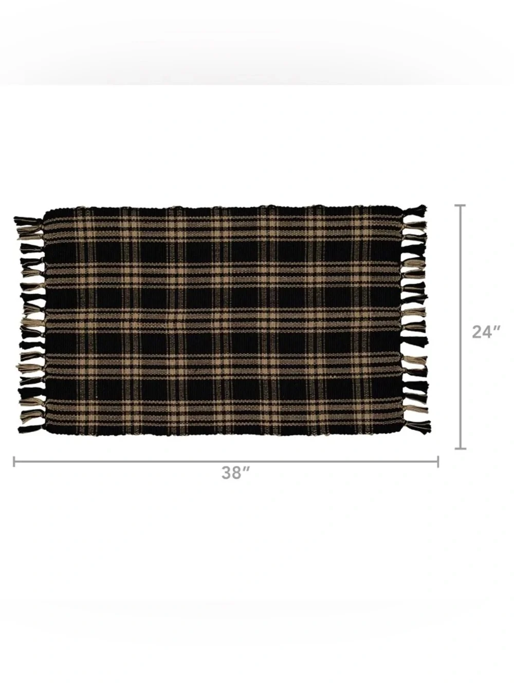 My Texas House Halloween Black Plaid Indoor/Outdoor Layering Rug, 24